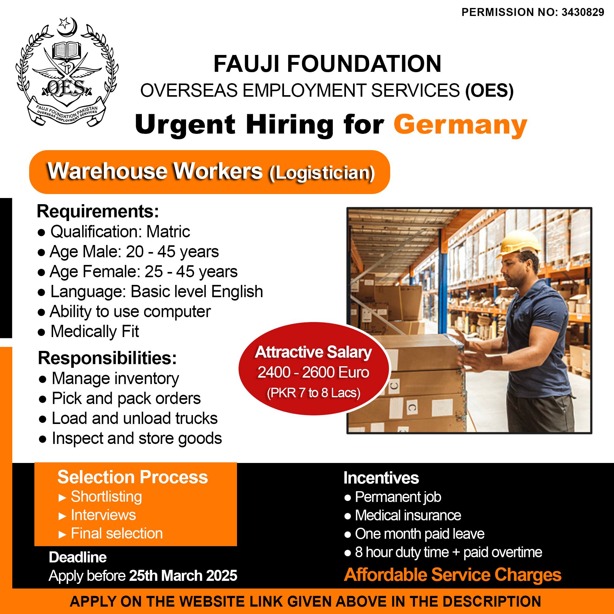 OES Warehouse Workers Jobs in Germany – Fauji Foundation Overseas Employment Services